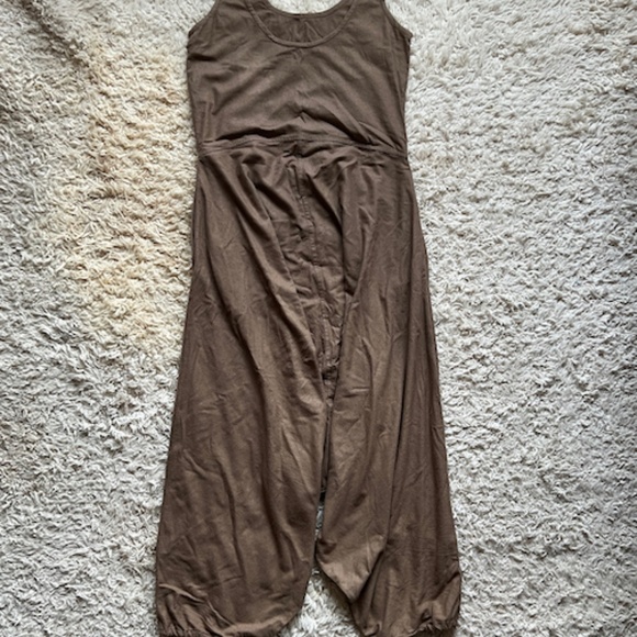 Electric Feathers brown raw silk jumpsuit